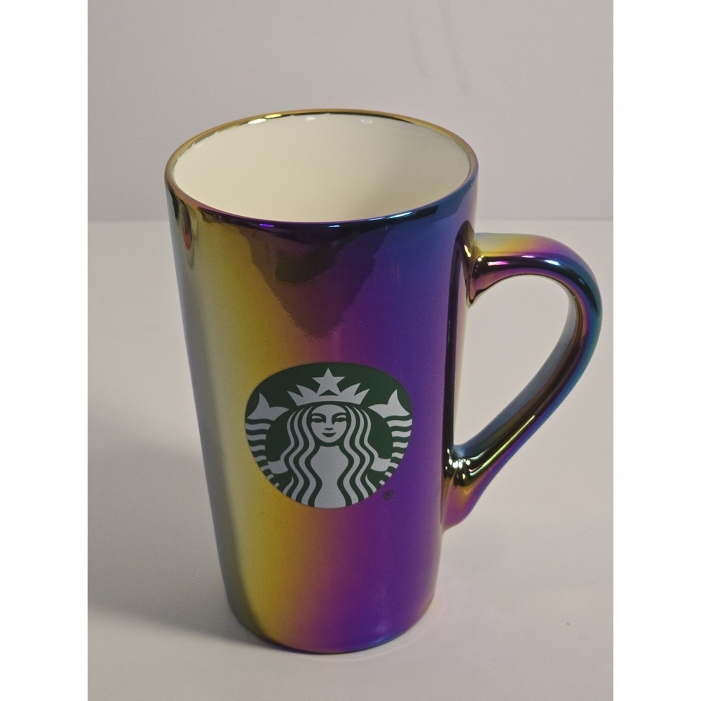 Starbucks‎ 2022 Iridescent Rainbow Oil Slick 16 Oz Ceramic Coffee Mug Cup NEW